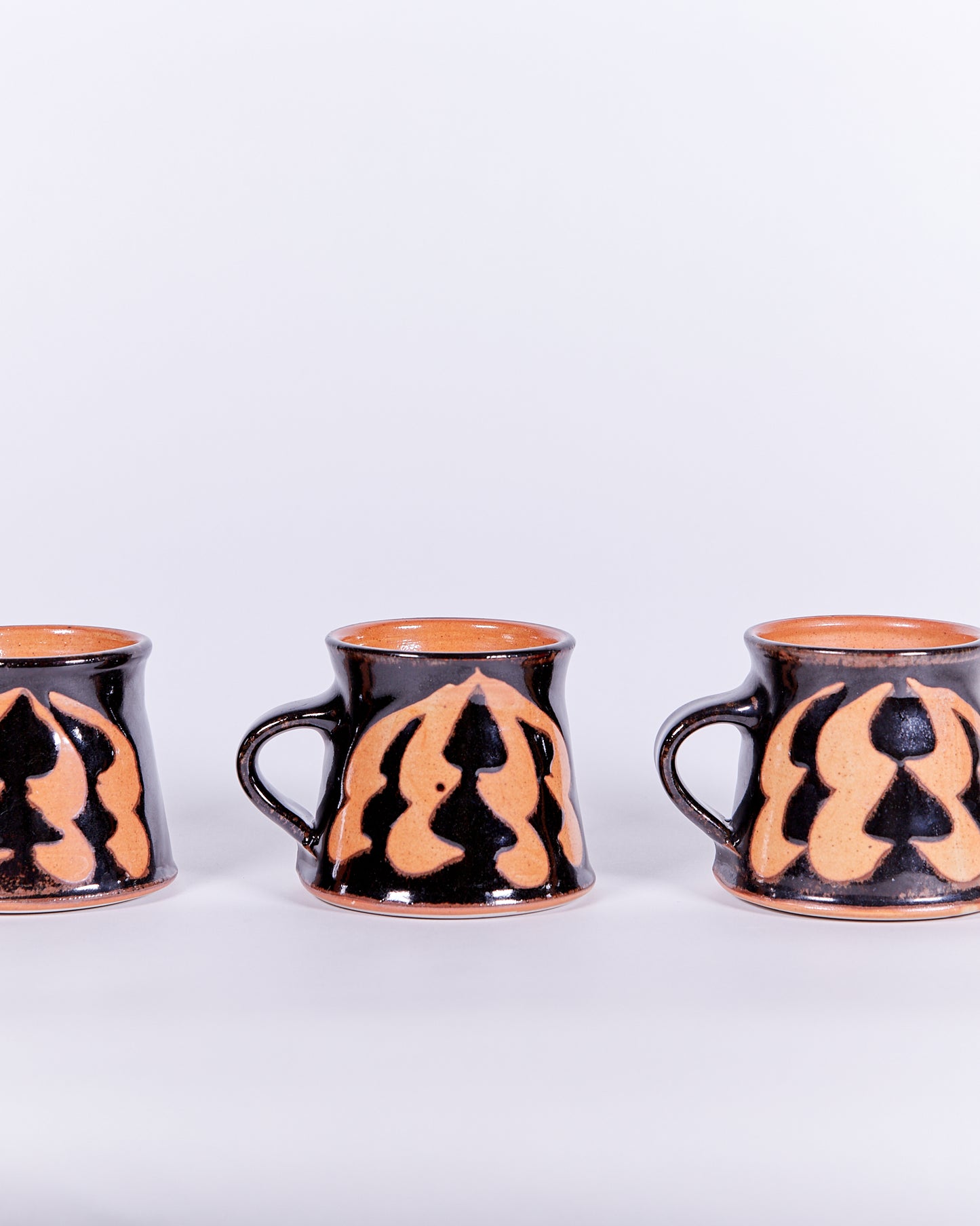 TERRACOTTA & BLACK MUGS - SET OF 3