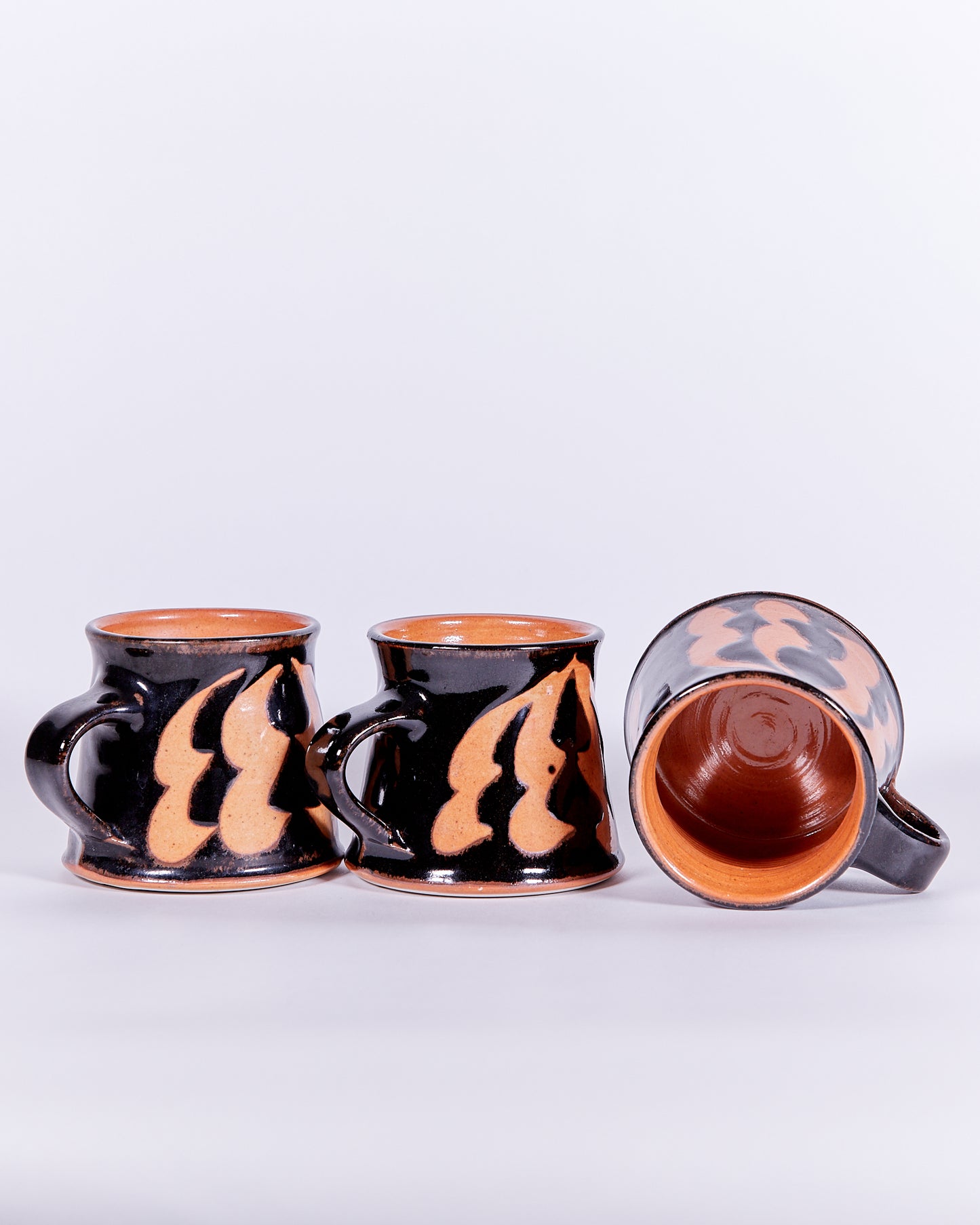 TERRACOTTA & BLACK MUGS - SET OF 3