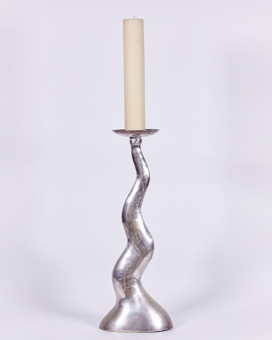 SQUIGGLY SILVER CANDLEHOLDER