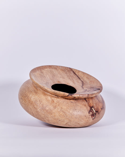 LOW WOODEN VASE