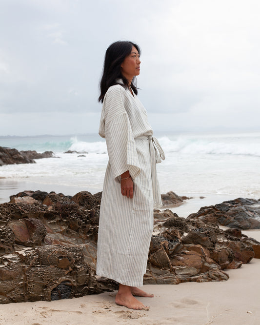 DEIJI STUDIOS ROBE IN RIVER STRIPE