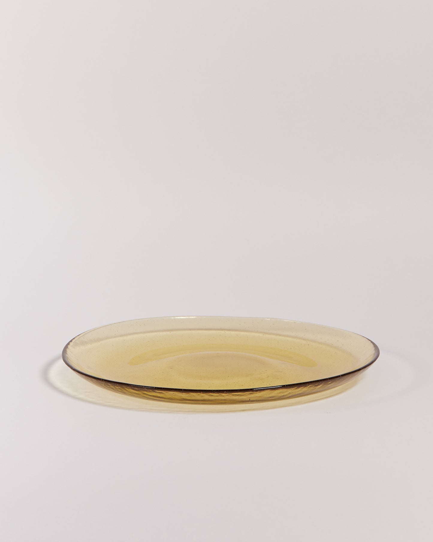 BUBBLE GLASS PLATE IN ALMOND SHELL - LARGE