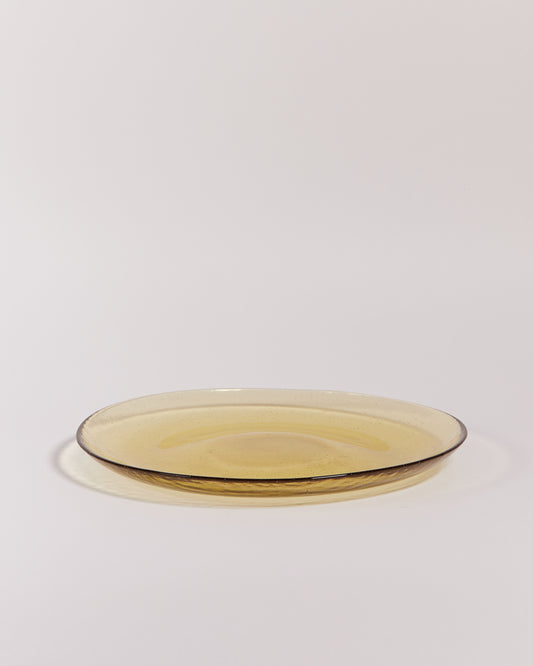 BUBBLE GLASS PLATE IN ALMOND SHELL - LARGE