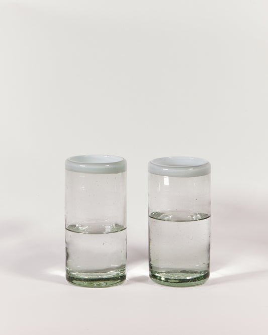 BLOWN GLASS TALL IN WHITE - SET OF TWO