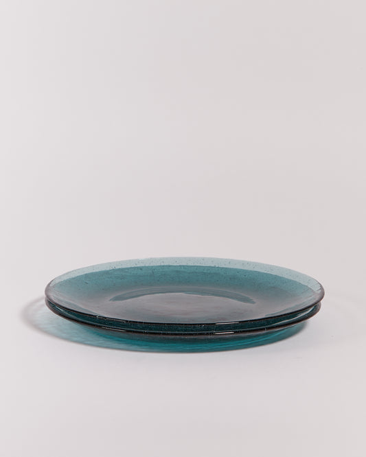 BUBBLE GLASS PLATE IN DEEP BLUE - MEDIUM