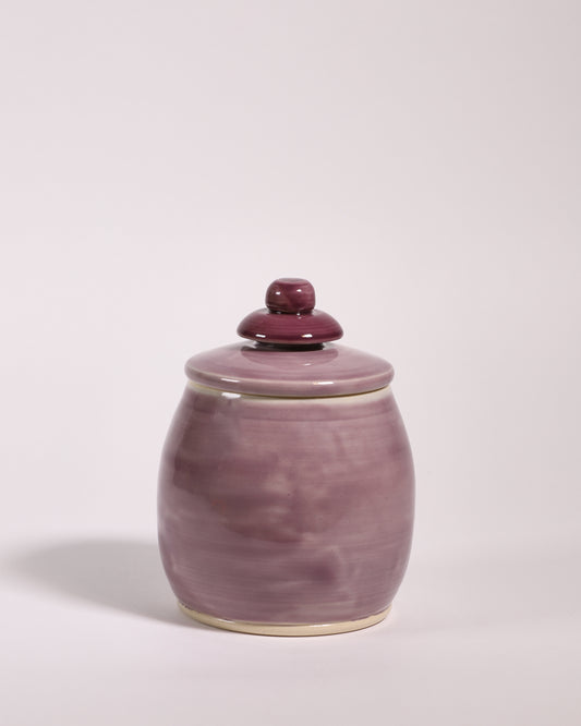 CERAMIC CANISTER IN LILAC & GRAPE