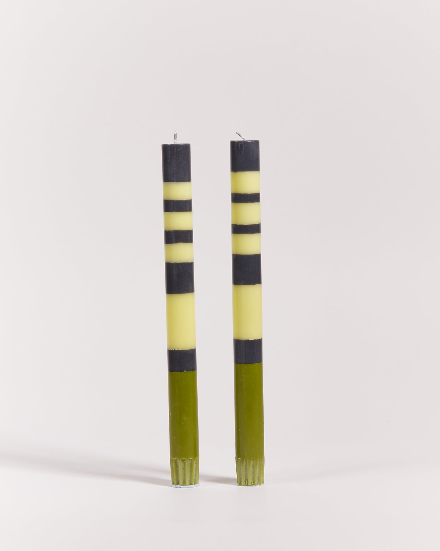 STRIPED CANDLE SET - OLIVE, INDIGO & BONE