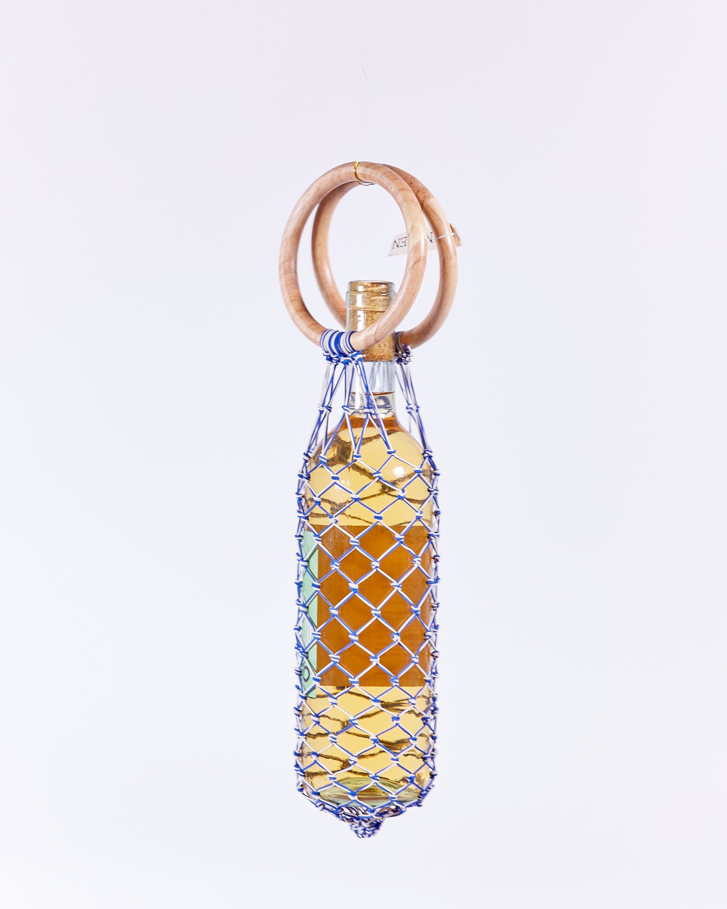 WOVEN WINE BAG IN BLUE & WHITE